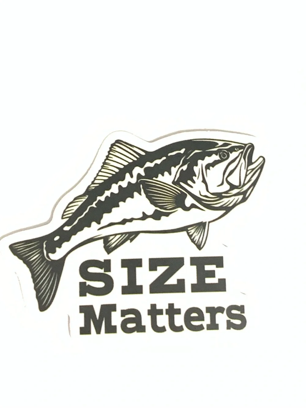 Size Matters Fish Sticker - Black and White